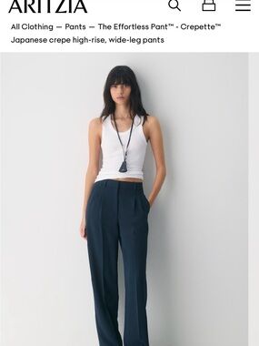 Aritzia Wilfred Effortless Pants- High-Rise Wide-Leg (0 Reg) Striped Sides